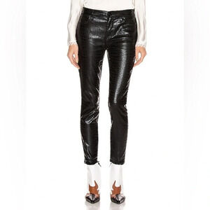 NWOT FRAME Le High Skinny Crop Jeans Noir Croc Black Coated Casual Women’s 25
